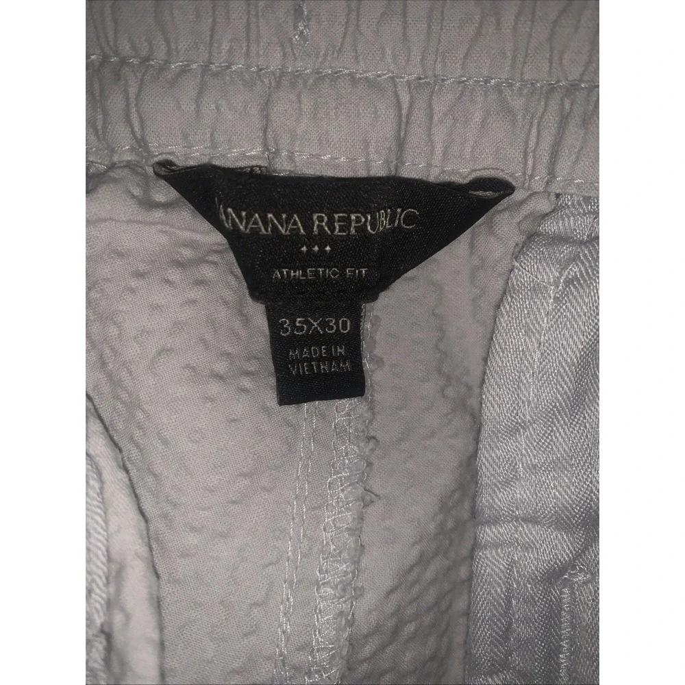 Banana Republic Pants Mens 35x30 (26)Gray Seersucker Athletic Fit Preppy Stretch